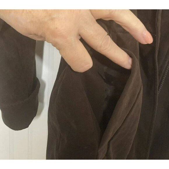 Fleet Street Women’s Faux Suede Toggle Button Zip Front Chocolate Brown Jacket-S - Picture 5 of 16